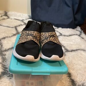 Black Slip-On Sneakers with Leopard Print Strap